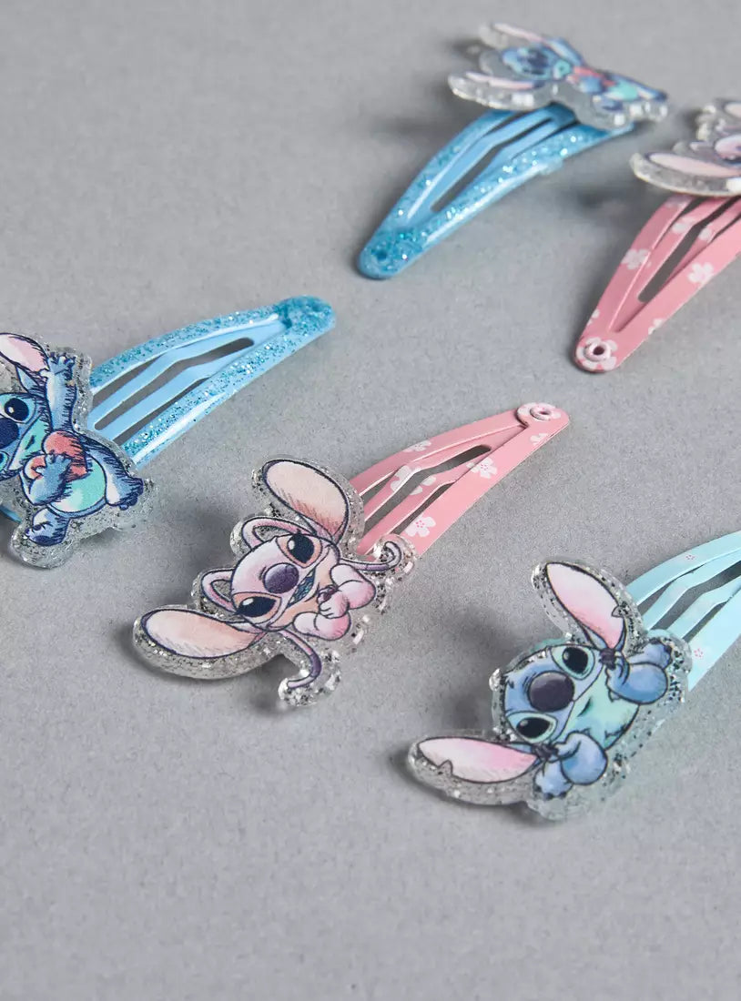 Stitch and Angel Print Hair Clip (Pack of 6)
