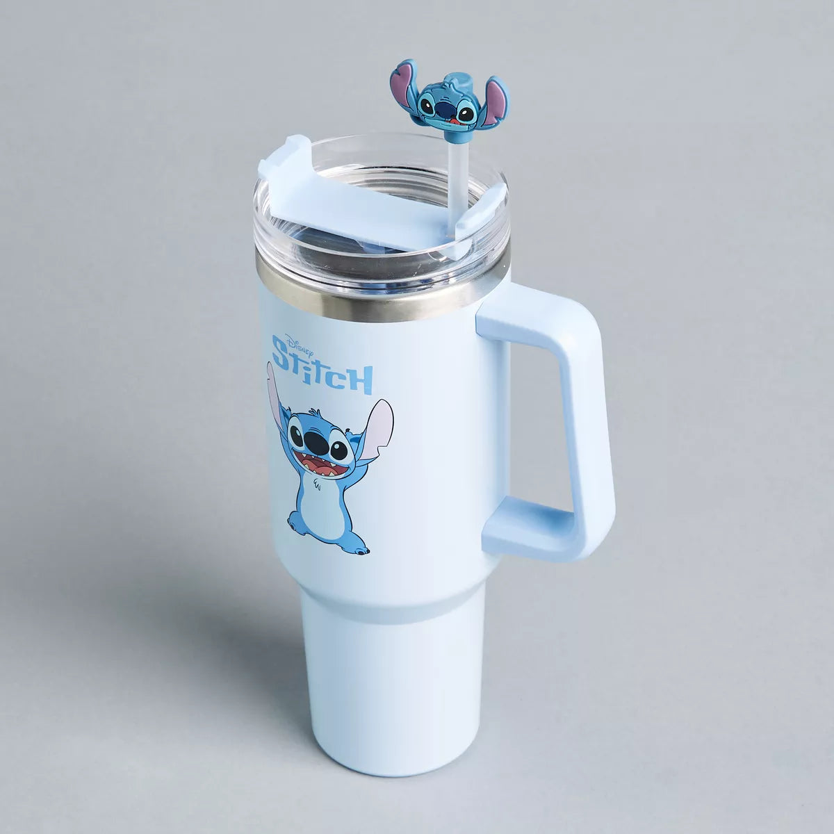 Stitch Print Vacuum Flask with Lid and Straw