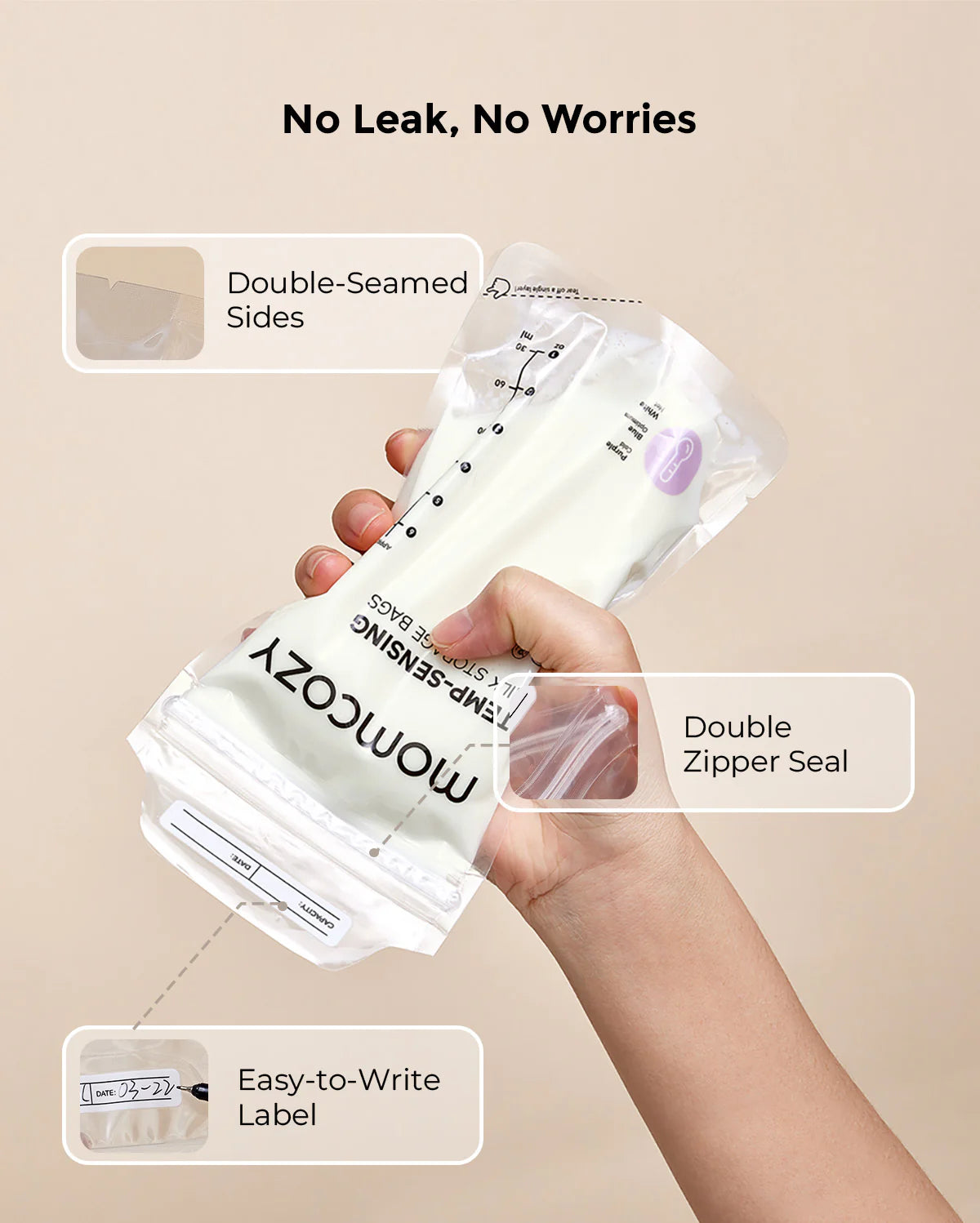 Momcozy Breastmilk Storage Bags - 50 Count