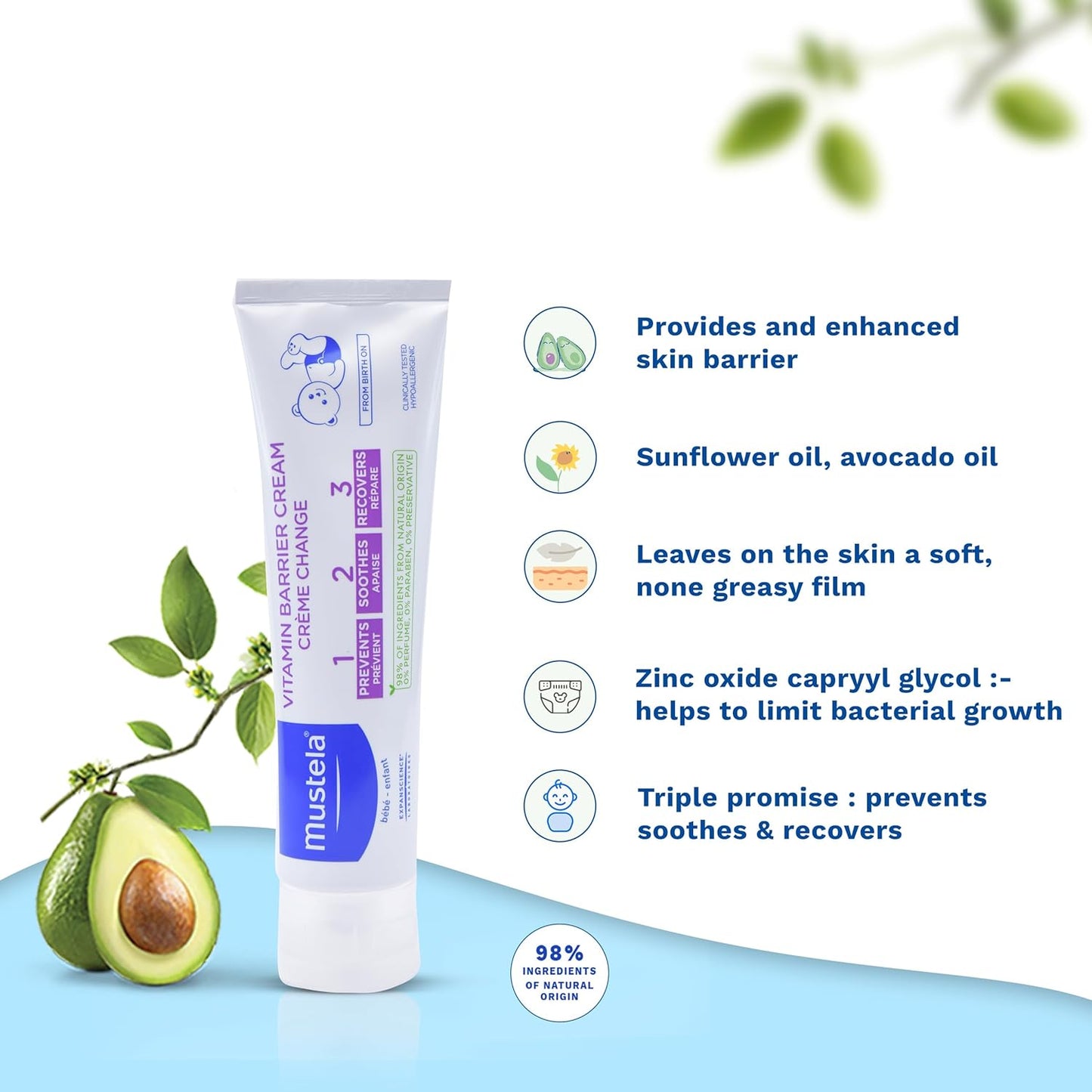 Mustela Baby Diaper Rash Vitamin Barrier Cream 123 - 50ml