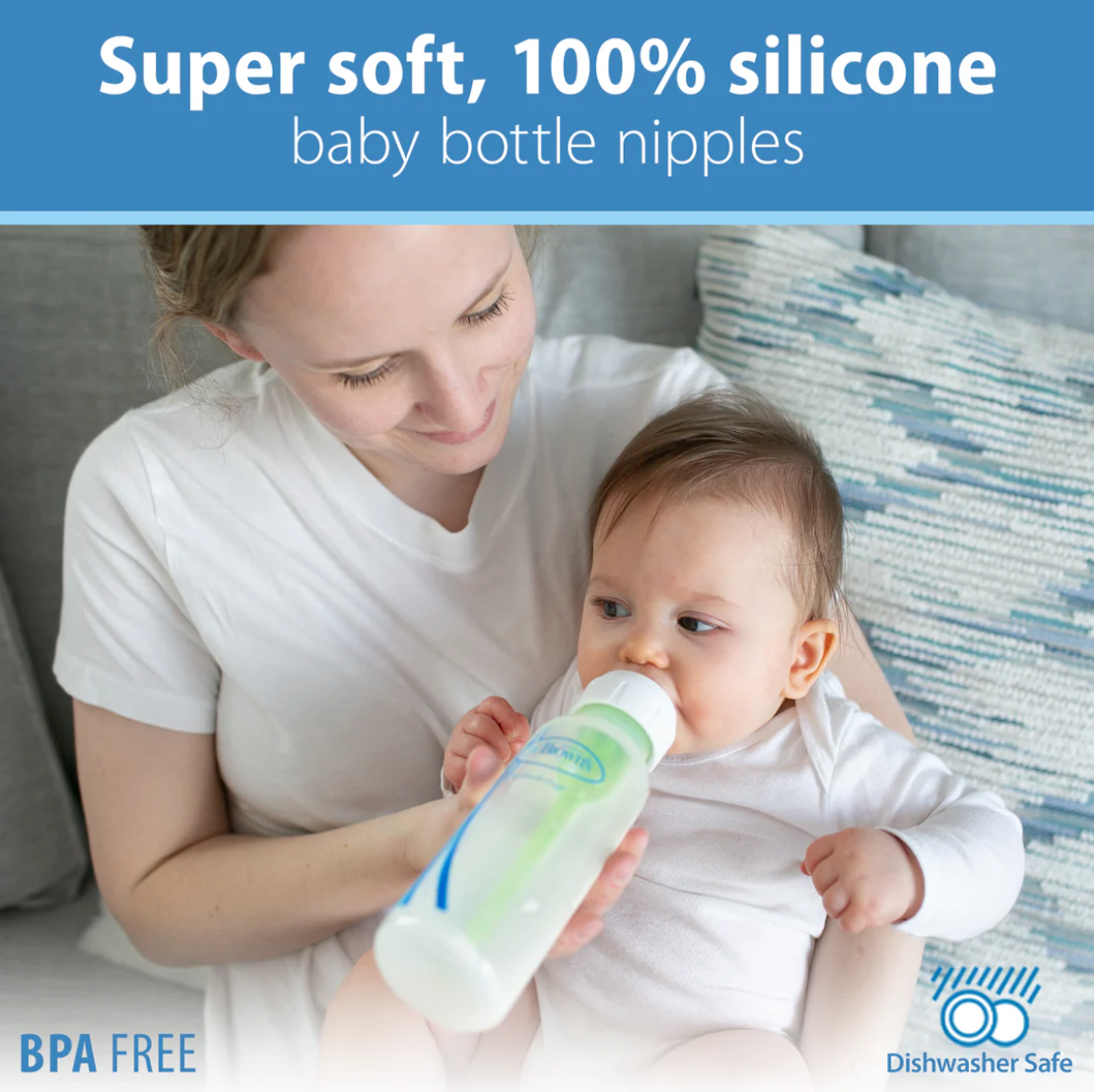 Dr. Brown's Natural Flow Narrow Baby Bottle Silicone Nipple, Preemie Level (2-Pack)