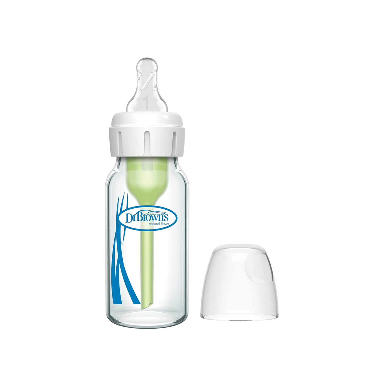 Anti-Colic Options+ Narrow Glass Baby Bottle 4 oz/120 mL, with Level 1 Slow Flow, 4 Pack