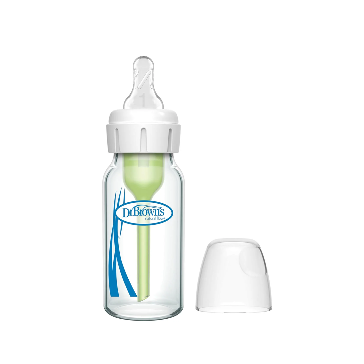 Anti-Colic Options+ Narrow Glass Baby Bottle 4 oz/120 mL, with Level 1 Slow Flow, 4 Pack