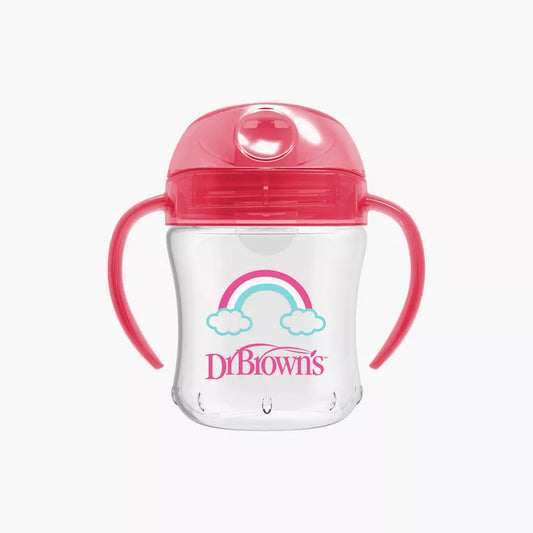Dr. Brown's Soft-Spout Transition Cup with Handle, Pink, 180 ml