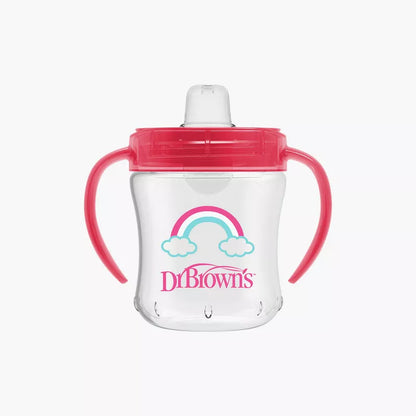 Dr. Brown's Soft-Spout Transition Cup with Handle, Pink, 180 ml