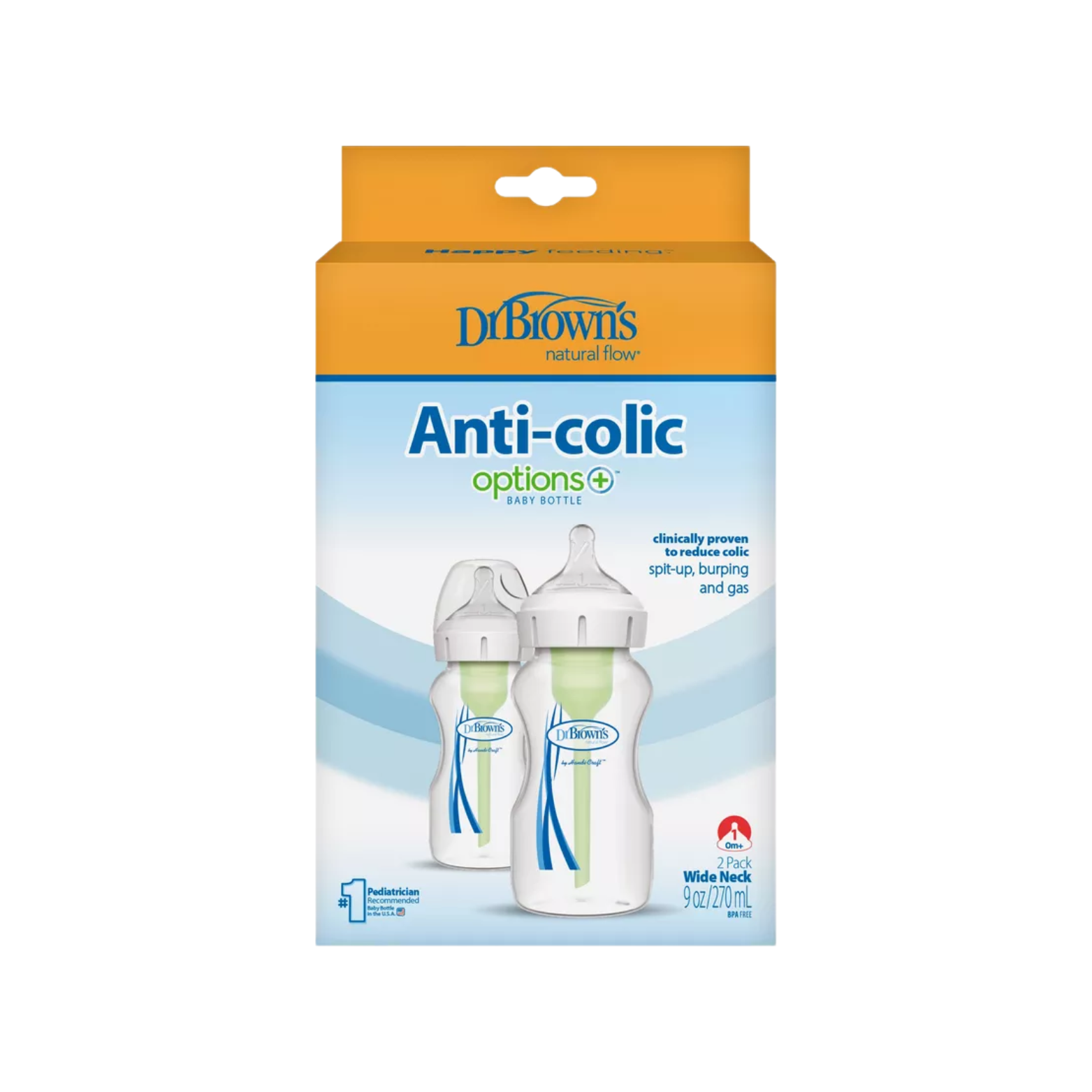 Wide Neck Options+ Anti-Colic Bottle, 270ml, Pack of 2
