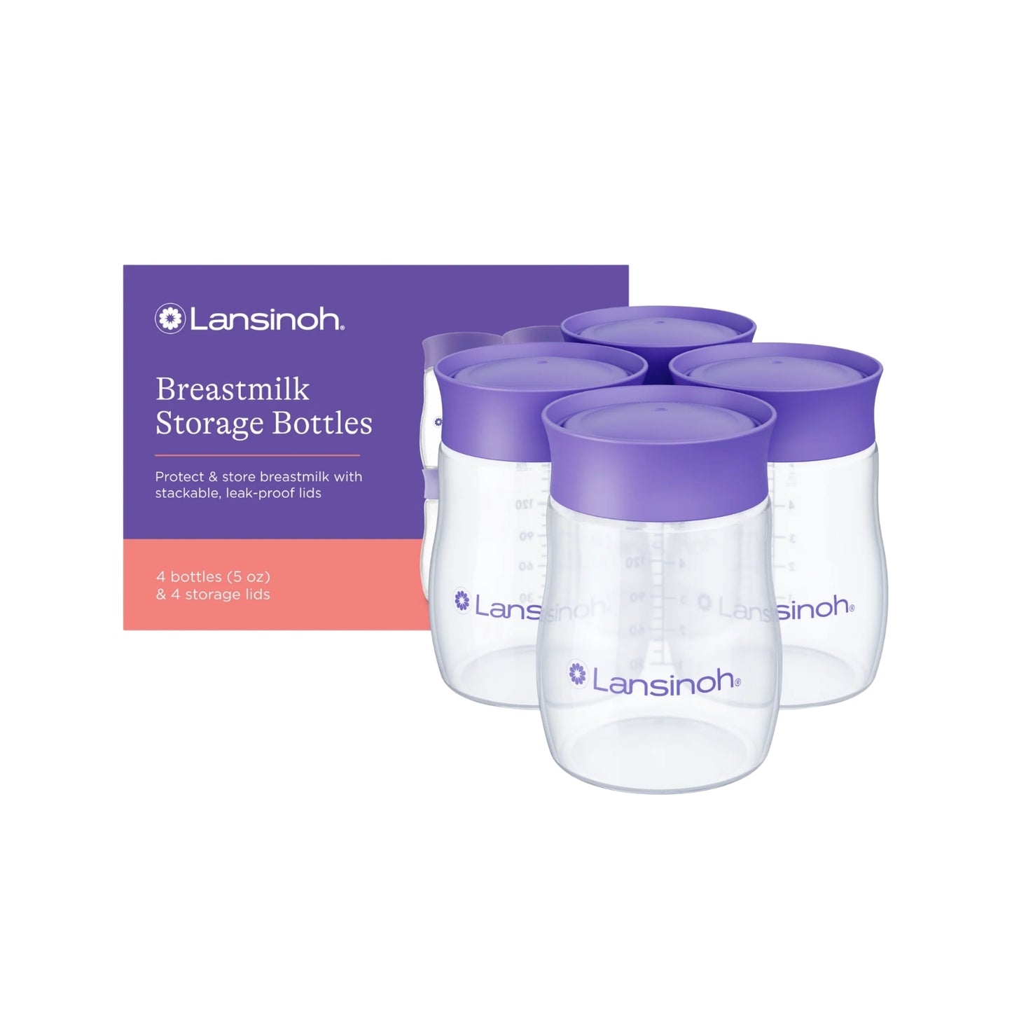 Lansinoh Breastmilk Storage Bottles (4-Pack)
