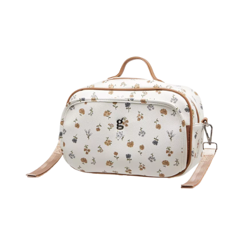 Floral Print Diaper Bag with Zip Closure