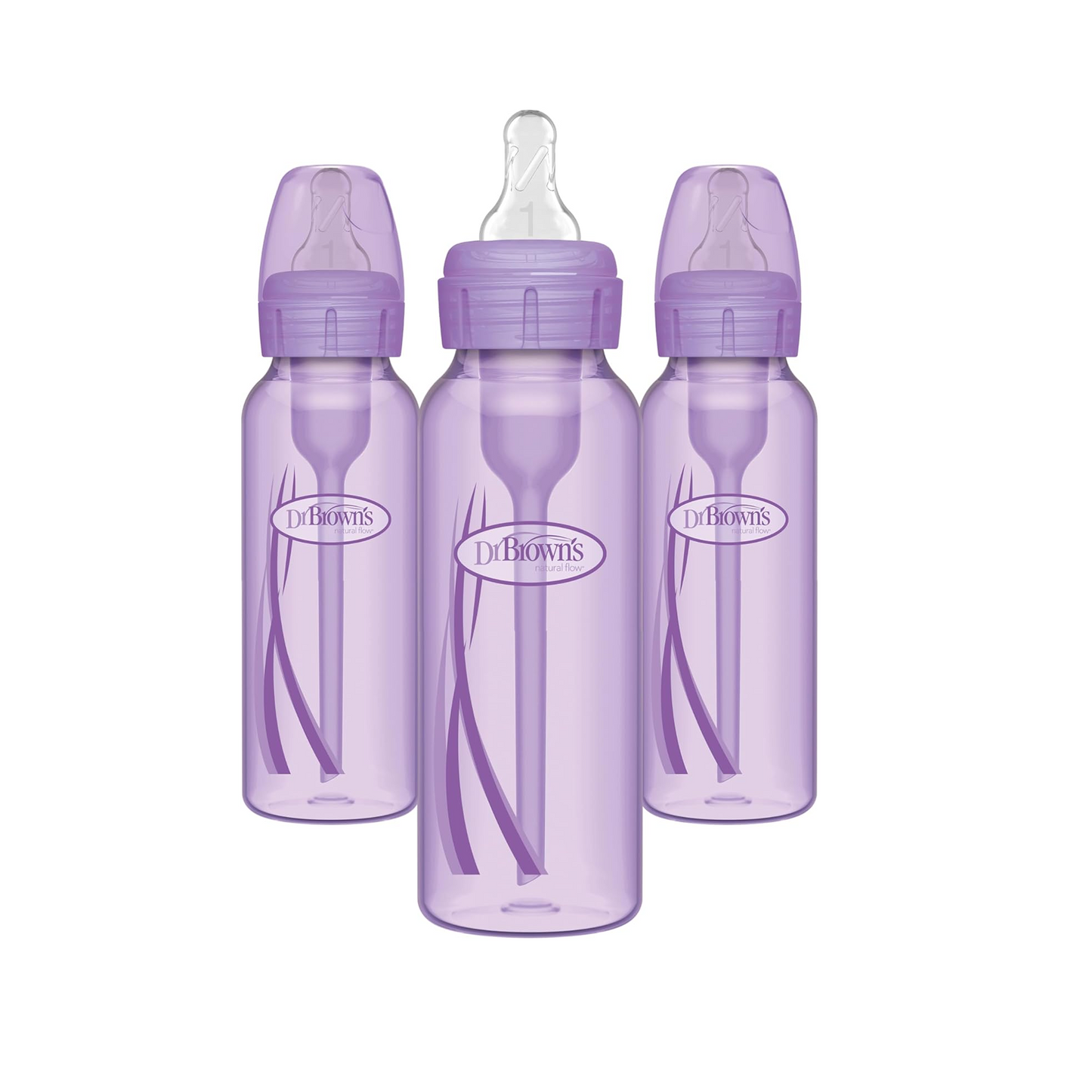 Options+ Narrow Baby Bottles 8 oz/250 mL, 3 Pack, Purple