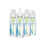 Anti-Colic Options+ Narrow Glass Baby Bottle 8 oz/250 mL, with Level 1 Slow Flow, 4 Pack