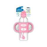 Milestones Narrow Sippy Straw Bottle with Silicone Handles, 8 oz/250 mL PINK