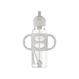 Milestones Narrow Sippy Straw Bottle with Silicone Handles, 8 oz/250 mL GREY