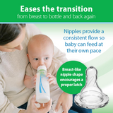 Dr. Brown's Anti-Colic Options+ Narrow Glass Bottles with Silicone Sleeve, Mint, 8oz/250ml 3 Pack