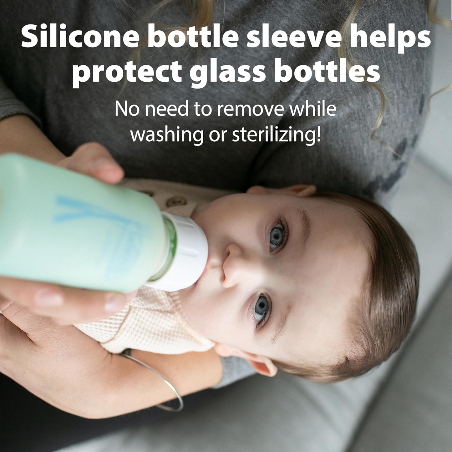 Dr. Brown's Anti-Colic Options+ Narrow Glass Bottles with Silicone Sleeve, Mint, 8oz/250ml 3 Pack
