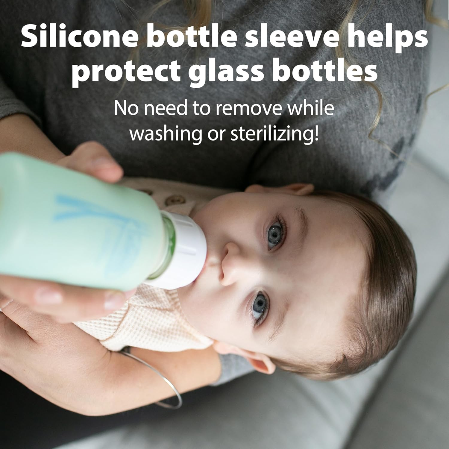 Dr. Brown's Anti-Colic Options+ Narrow Glass Bottles with Silicone Sleeve, Mint, 8oz/250ml 3 Pack