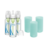 Dr. Brown's Anti-Colic Options+ Narrow Glass Bottles with Silicone Sleeve, Mint, 8oz/250ml 3 Pack