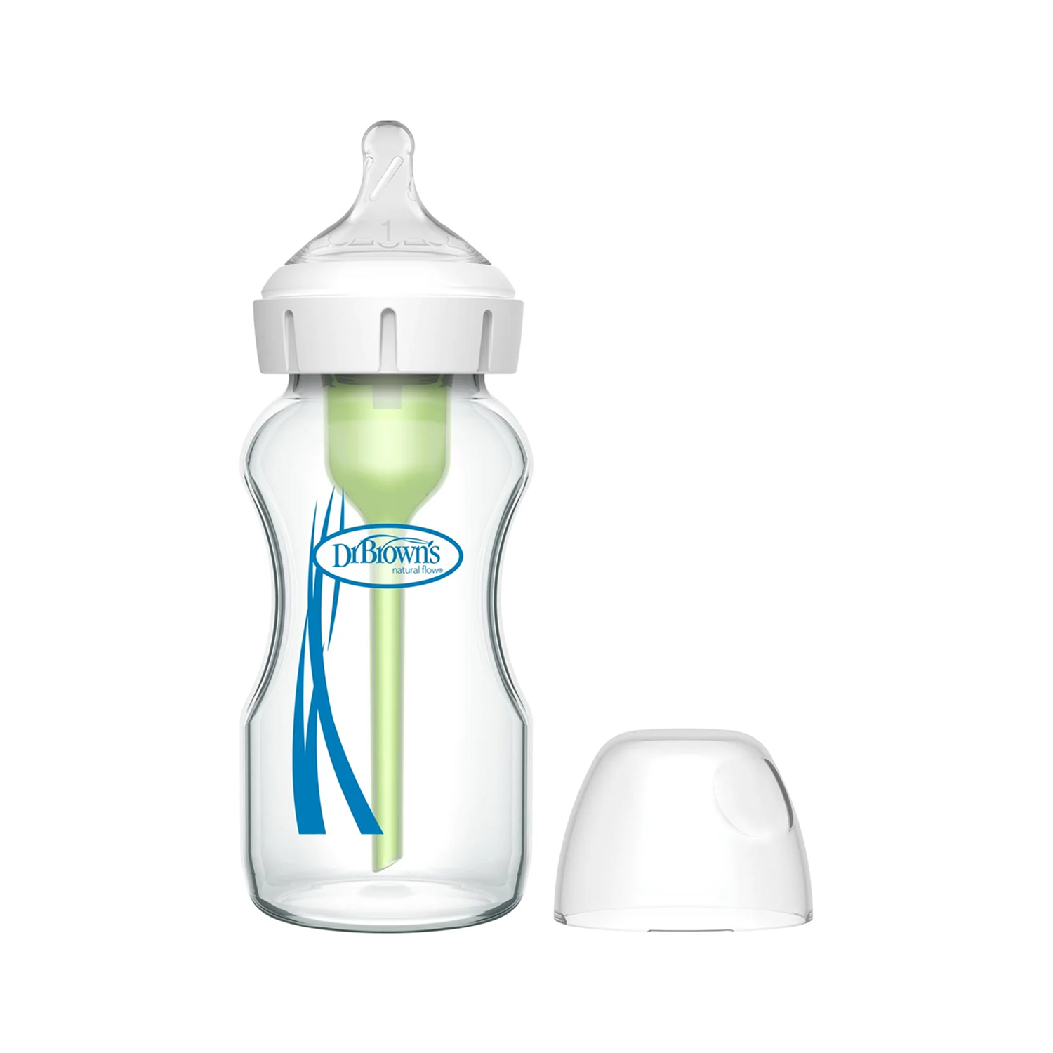 Anti-Colic Options+ Wide-Neck Glass Baby Bottles 9 oz/270 mL, with Level 1 Slow Flow, 3 Pack