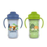 Milestones Insulated Sippy Cup with Straw and Handles, 2-Pack, Blue & Green, 10 oz/300 mL