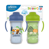 Milestones Insulated Sippy Cup with Straw and Handles, 2-Pack, Blue & Green, 10 oz/300 mL