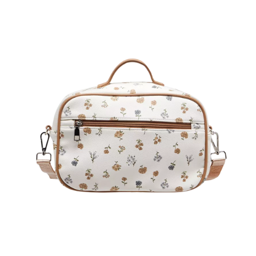 Floral Print Diaper Bag with Zip Closure