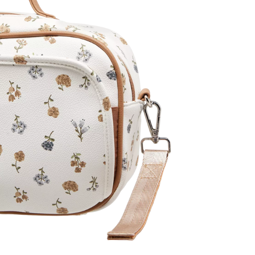 Floral Print Diaper Bag with Zip Closure