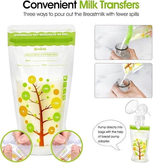 Mumoo Bear Breast Milk Storage Bags, 250ml Self-Standing Leak-Proof Design, 112 Count