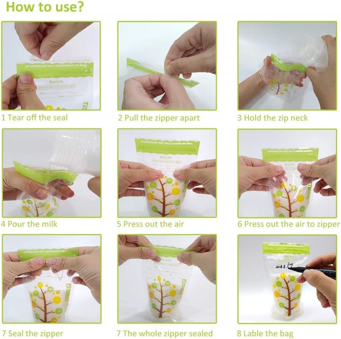 Mumoo Bear Breast Milk Storage Bags, 250ml Self-Standing Leak-Proof Design, 112 Count