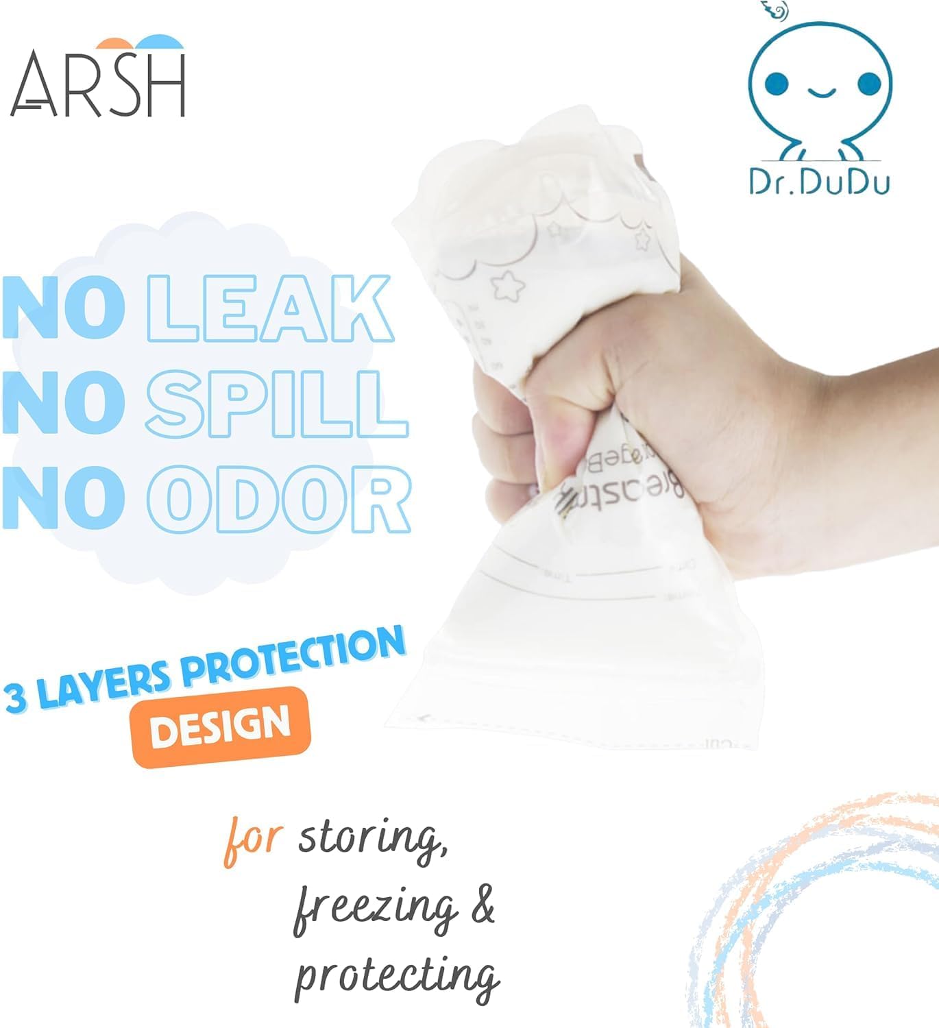 Dr. DuDu Breastmilk Storage Bags, 50 count, 220 ml