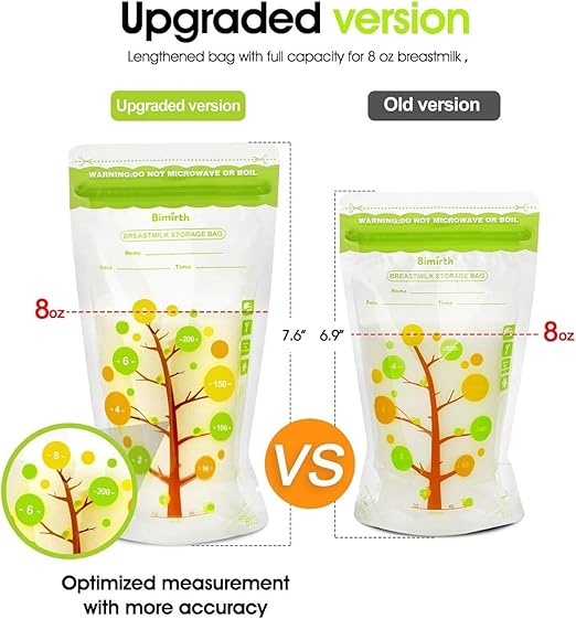 Mumoo Bear Breast Milk Storage Bags, 250ml Self-Standing Leak-Proof Design, 112 Count