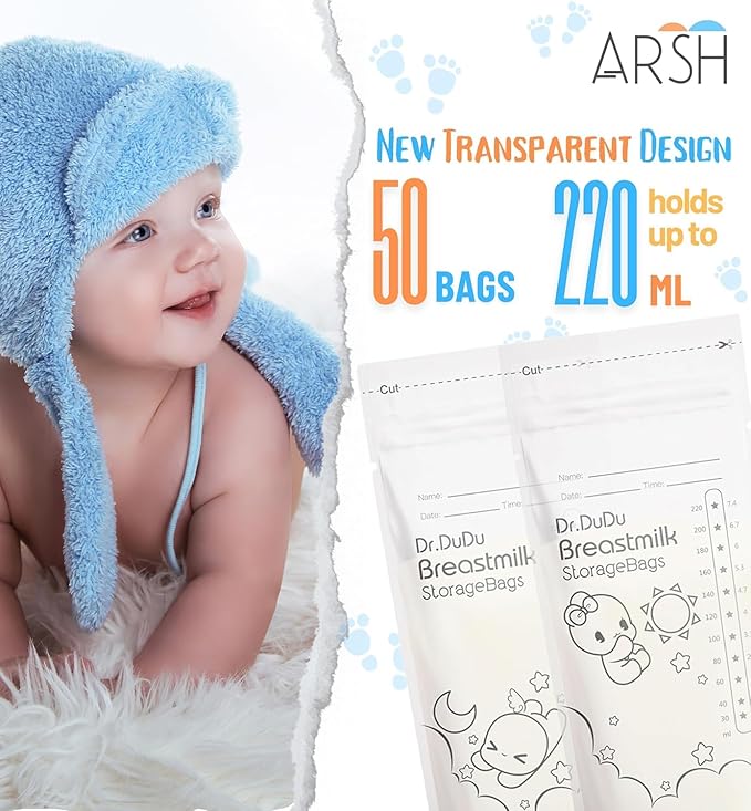 Dr. DuDu Breastmilk Storage Bags, 50 count, 220 ml