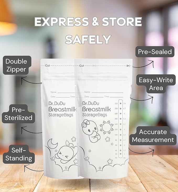 Dr. DuDu Breastmilk Storage Bags, 50 count, 220 ml