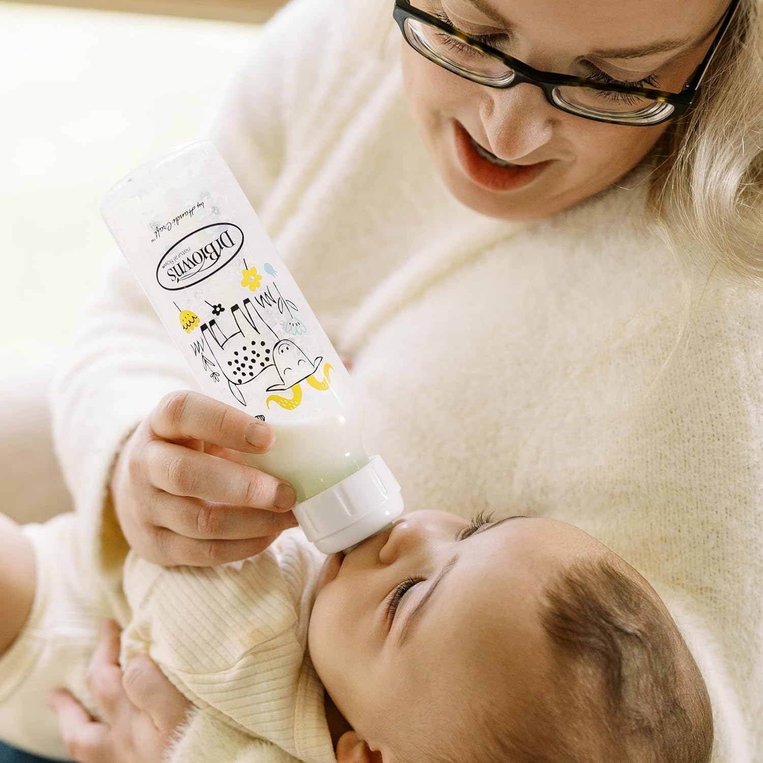 Natural Flow Anti-Colic Options+ Narrow Baby Bottle, Squirrel & Goat, 8 oz/250 mL, 0m+, 2-Pack