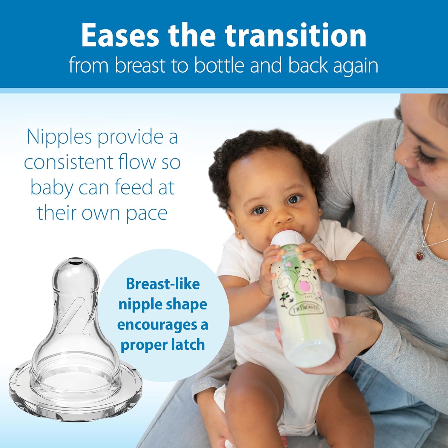 Natural Flow Anti-Colic Options+ Narrow Baby Bottle, Squirrel & Goat, 8 oz/250 mL, 0m+, 2-Pack