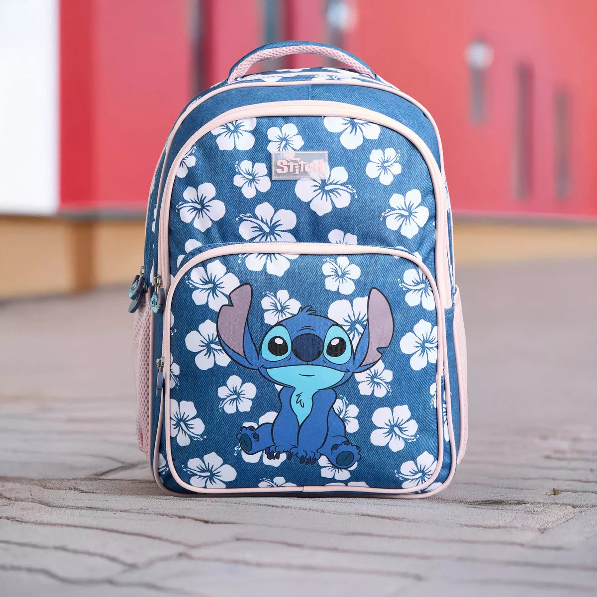 Stitch Print Backpack with Adjustable Shoulder Straps