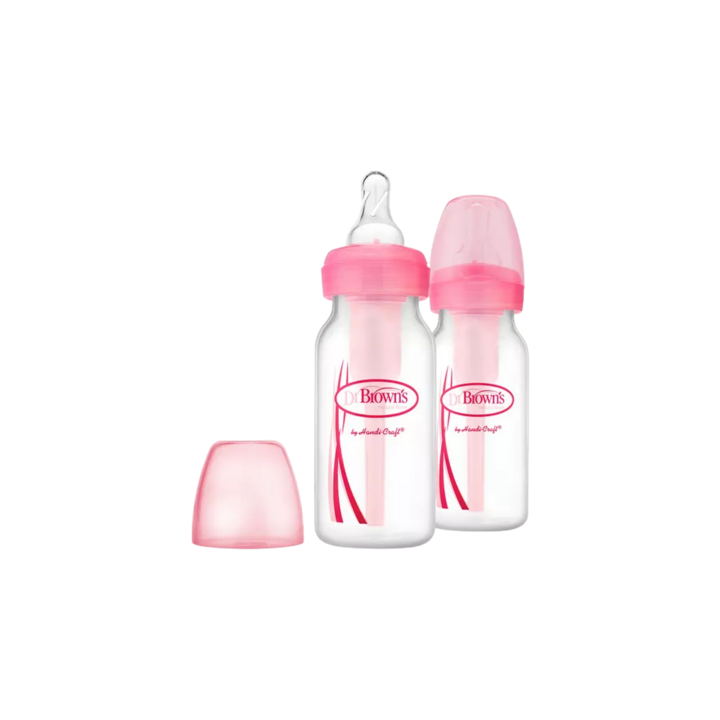 2-Piece Anti Colic Option+ Natural Flow Feeding Bottles, 120 ml (Pink)