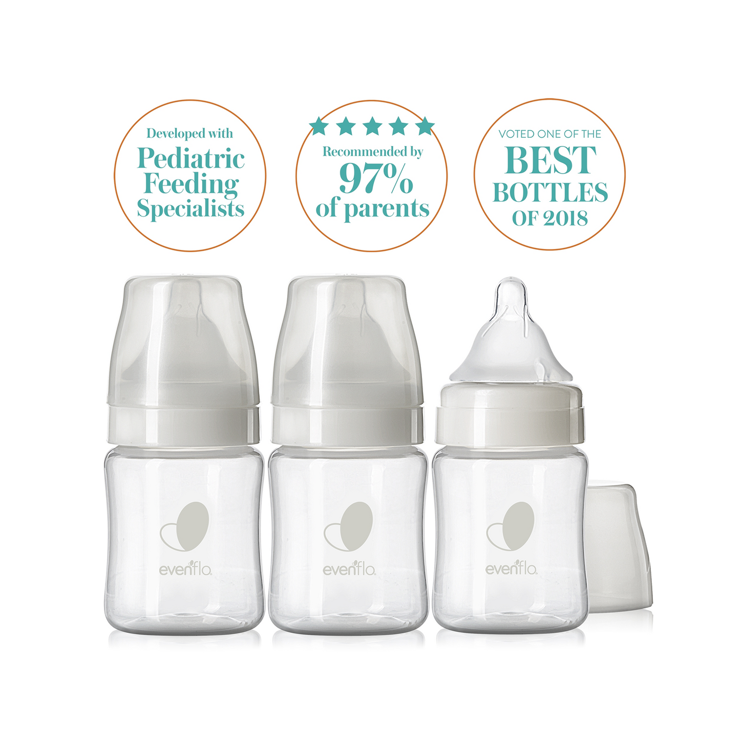 Evenflo Balance + Wide Neck, Plastic Baby Bottles, 5oz 3pk