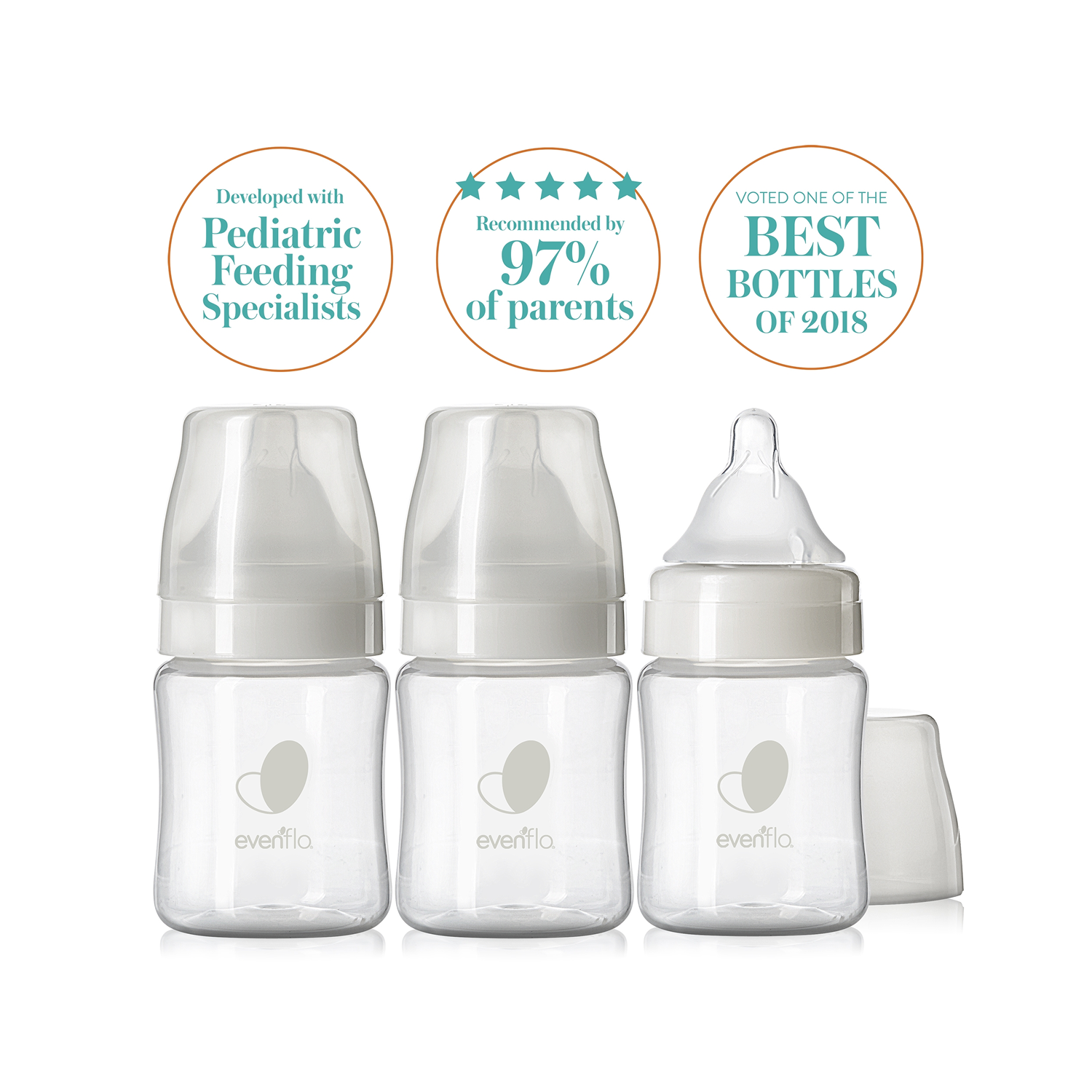 Evenflo Balance + Wide Neck, Plastic Baby Bottles, 5oz 3pk