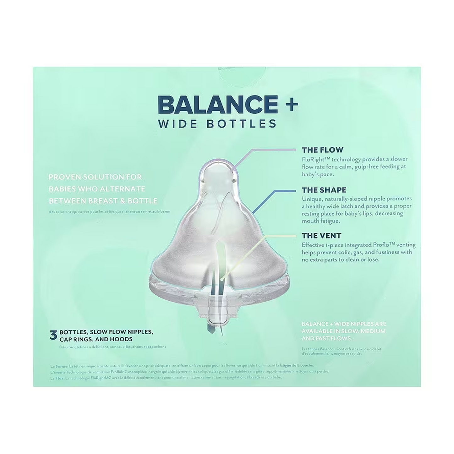 Evenflo Balance + Wide Neck, Plastic Baby Bottles, 9oz 3pk