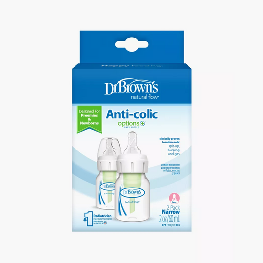 Dr. Brown's 2-Piece Anti-Colic Natural Flow Feeding Bottles, 60 ml