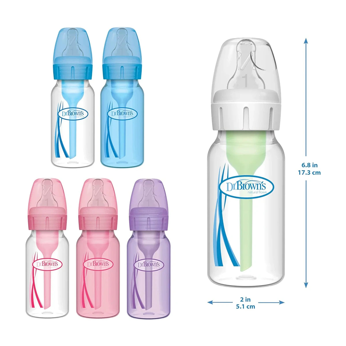 Options+ Slow Flow Bottle Set, 4 Ounce, Clear