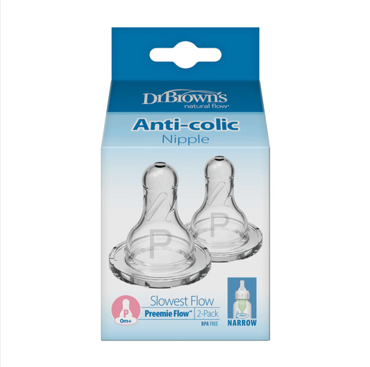 Dr. Brown's Natural Flow Narrow Baby Bottle Silicone Nipple, Preemie Level (2-Pack)