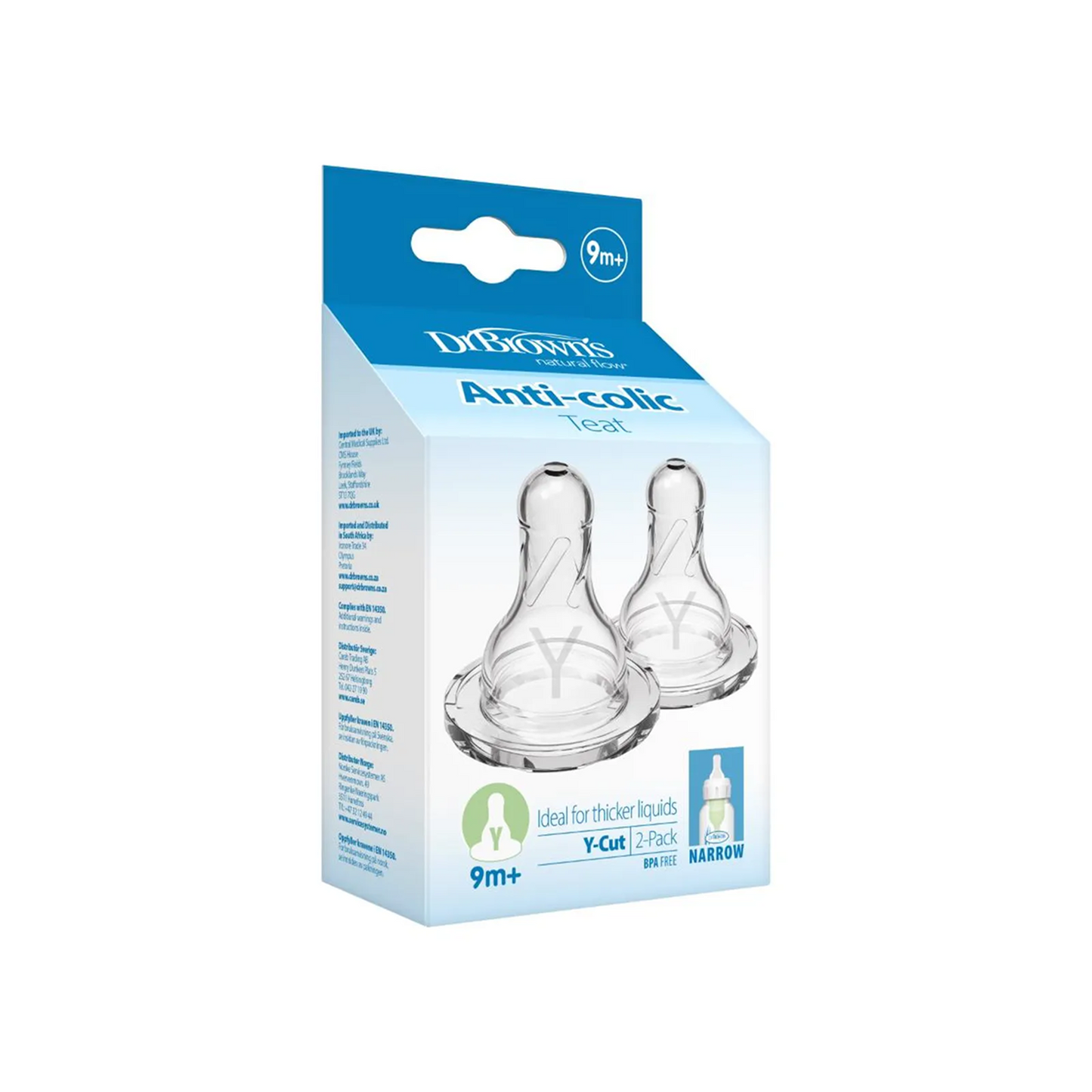 Y-Cut Silicone Narrow Options+ Nipple Pack of 2