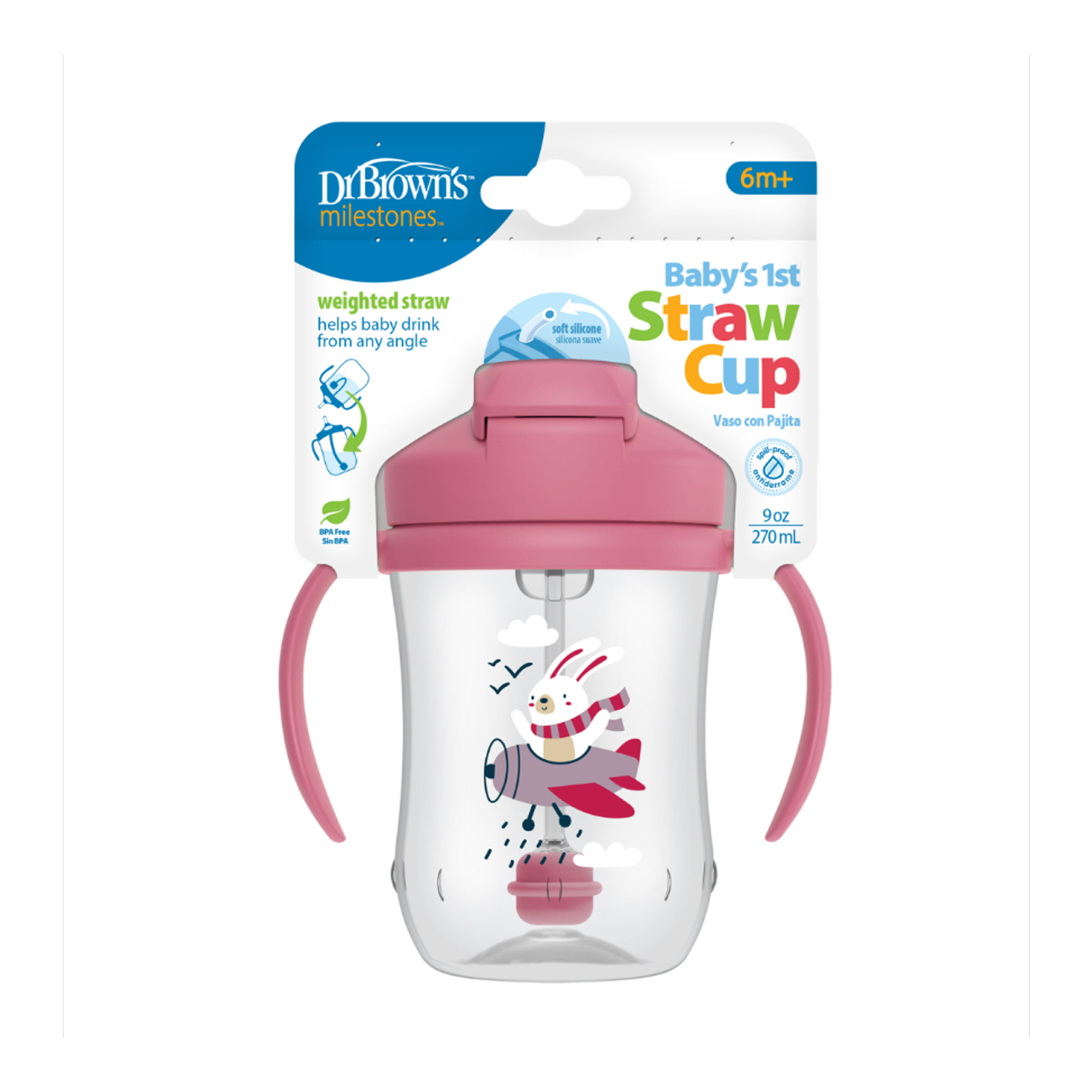 Baby’s First Straw Cup with Handles Pink 270ml