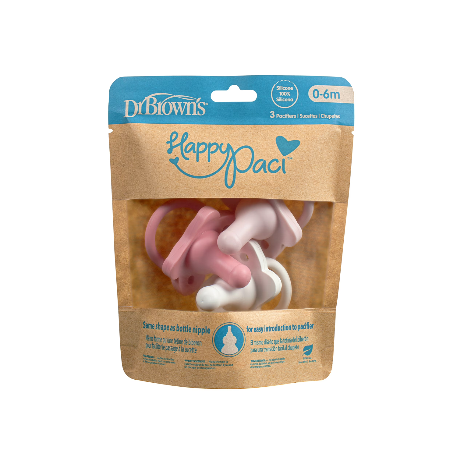 HappyPaci Pink, Light Pink & White, 3 Count