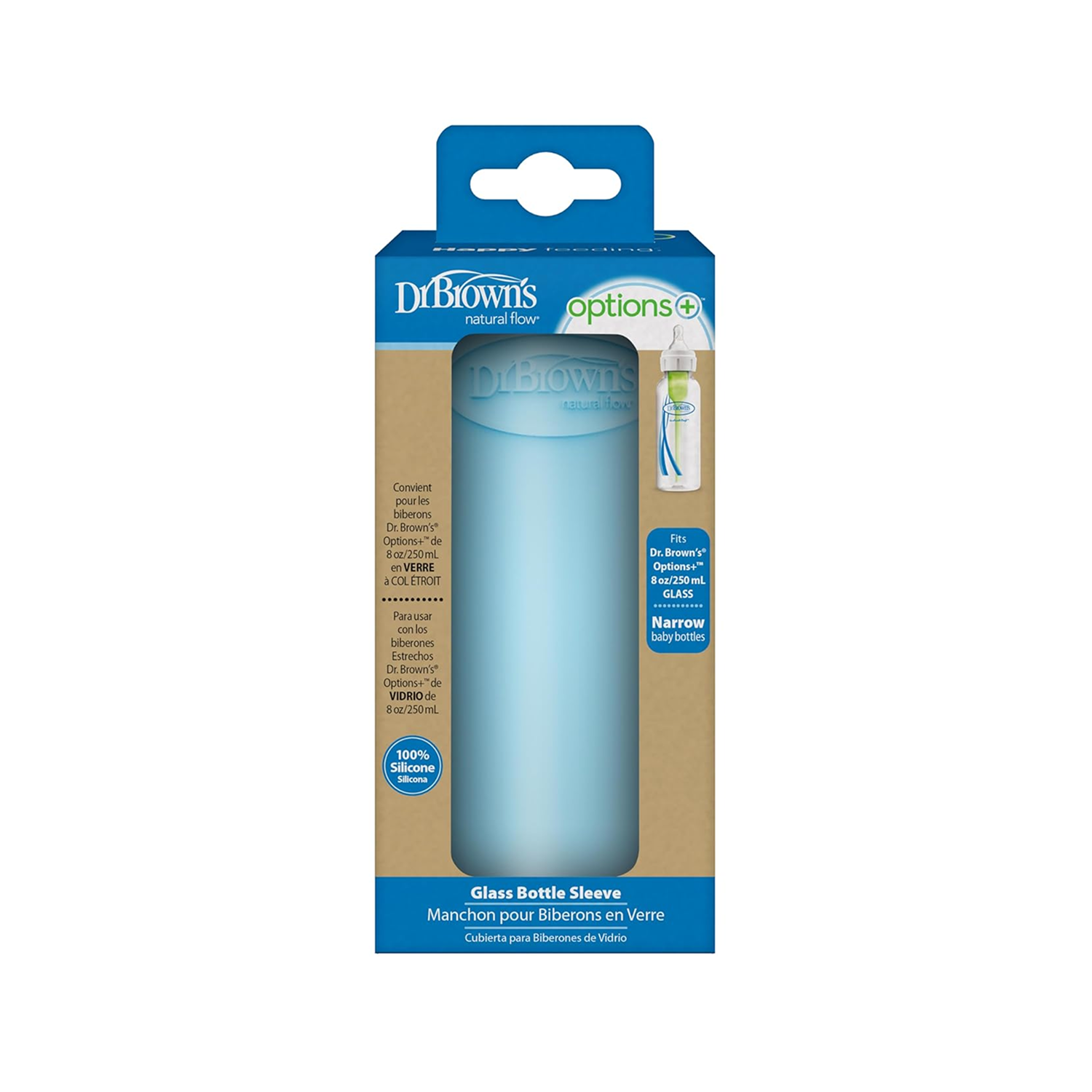 Narrow Glass Bottle Silicone Sleeve - 250ml (Blue)