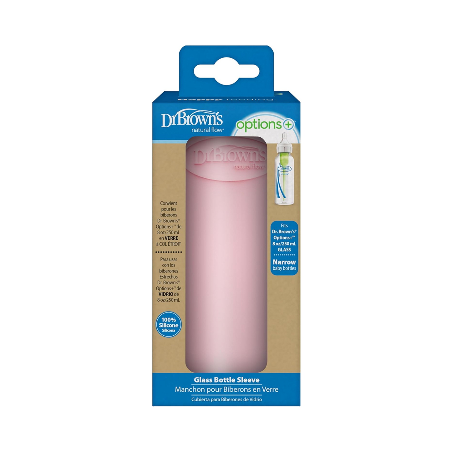 Narrow Glass Bottle Silicone Sleeve - 250ml (Pink)