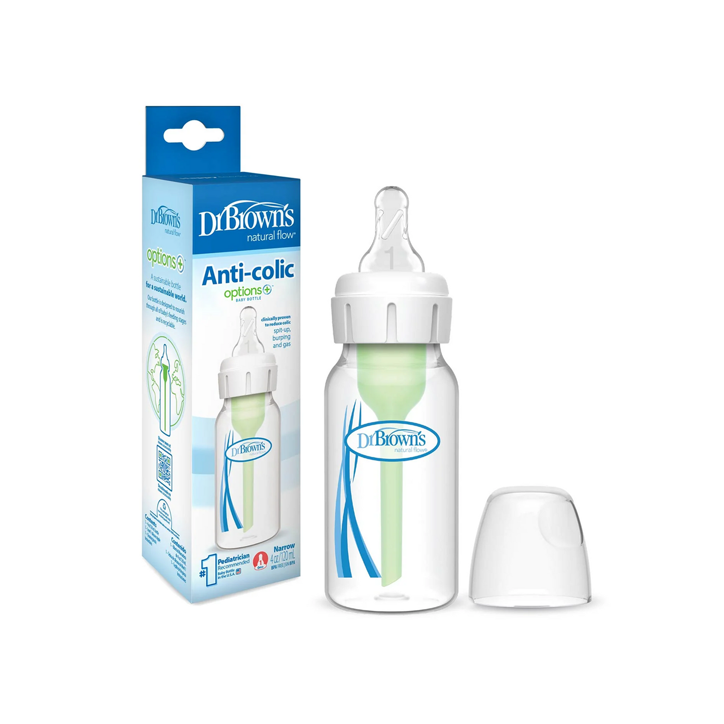 Natural Flow Anti-Colic Options+ Narrow 4oz Bottle, 1pk