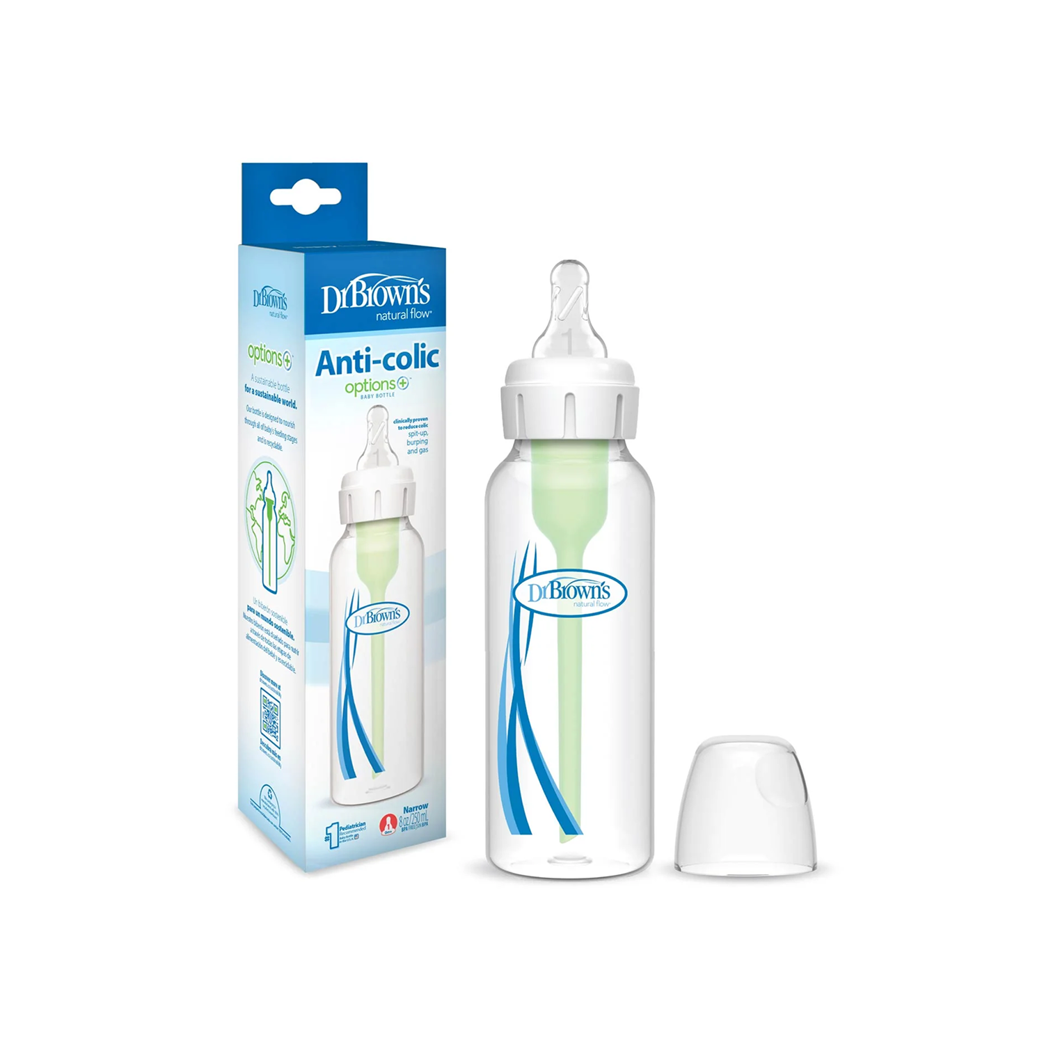 Natural Flow Anti-Colic Options+ Narrow 8oz Bottle, 1pk