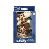 Lovey, Happy Paci, Silicone Pacifier & Teether Holder, Giraffe, 2 Piece Set