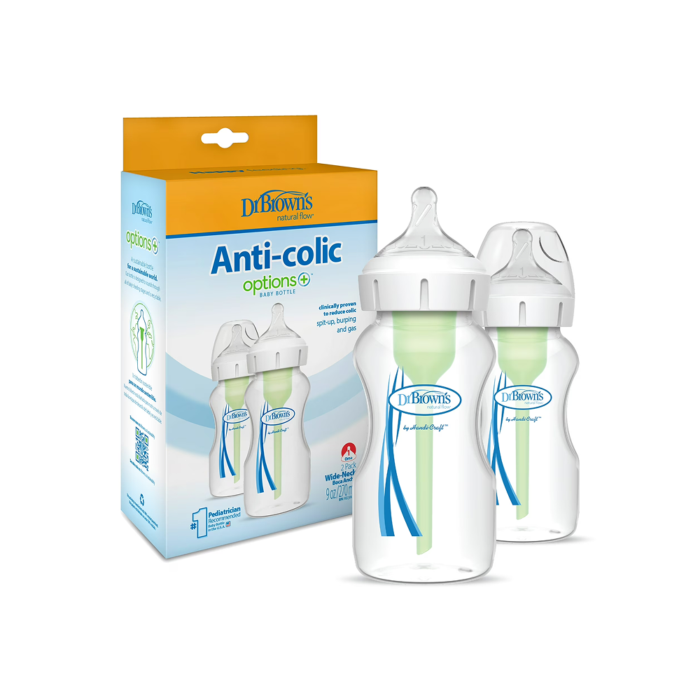 Wide Neck Options+ Anti-Colic Bottle, 270ml, Pack of 2